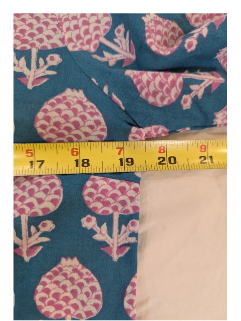 Pomegranate Block Print Boho Cottagecore Cotton Blouse Turquoise Pink Artisan To - Picture 10 of 13